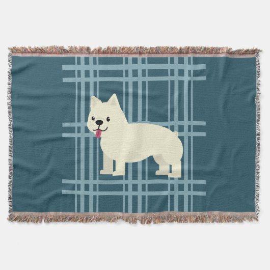 Frenchie Plaid Blue Deken (Voorkant)