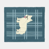 Frenchie Plaid Blue Fleece Deken (Voorkant (Horizontaal))