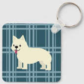 Frenchie Plaid Blue Sleutelhanger (Achterkant)