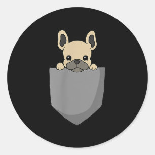 Frenchie Pocket Funny French Bulldog Gift Ronde Sticker