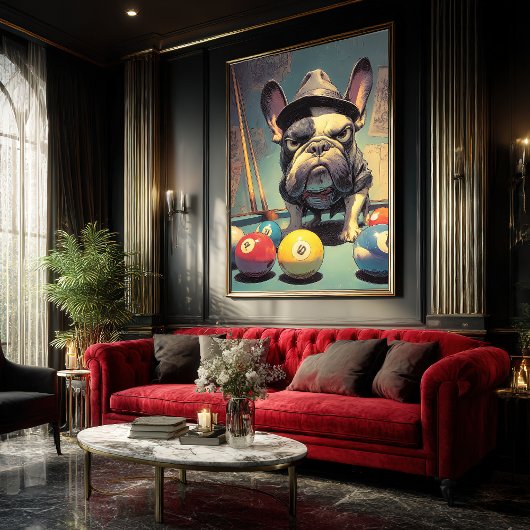 Frenchie Pool Shark: Trilby Hustler Kunst Poster