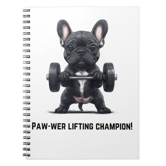 Frenchie Power Lifter Notitieboek (Voorkant)