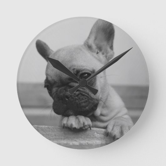 Frenchie puppy ronde klok (Voorkant)
