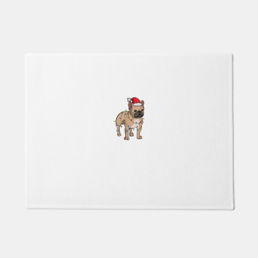 Frenchie Santa Hat & Christmas Lights Schattige Fr Deurmat (Voorkant)