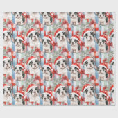 Frenchie Santa Squad Kerstcadeau Cadeaupapier (Vlak)