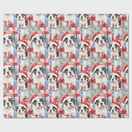 Frenchie Santa Squad Kerstcadeau Cadeaupapier (Vlak)