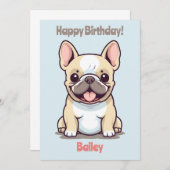 Frenchie, schattige Franse Bulldog, Birthday Kaart (Voorkant / Achterkant)