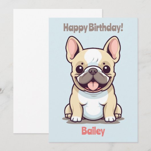 Frenchie, schattige Franse Bulldog, Birthday Kaart (Voorkant / Achterkant)
