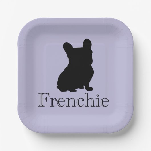Frenchie silhouette papieren bordje (Voorkant)