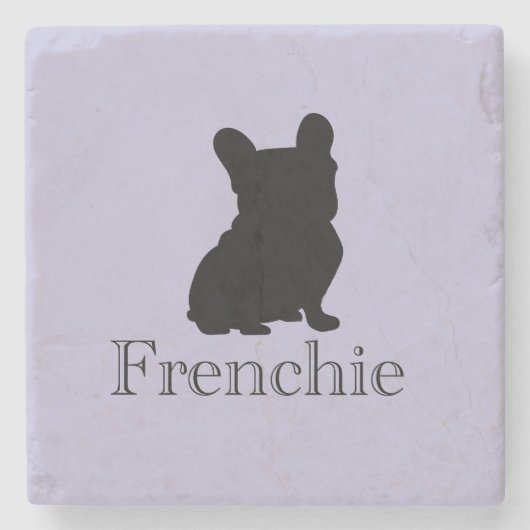 Frenchie silhouette stenen onderzetter (Voorkant)