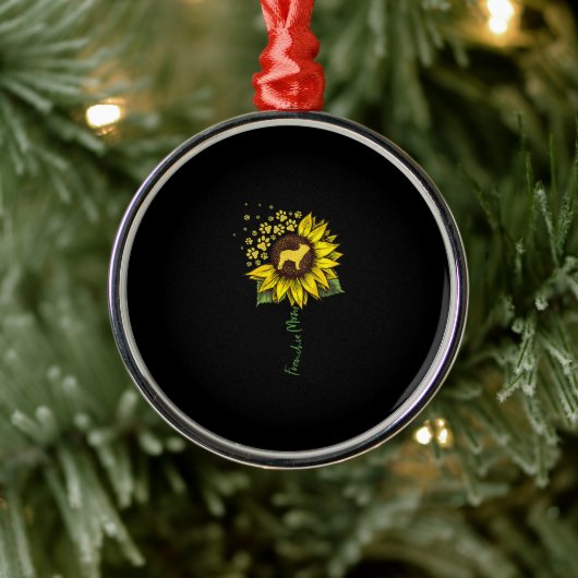Frenchie Sunflower Ma Metalen Ornament (Boom)