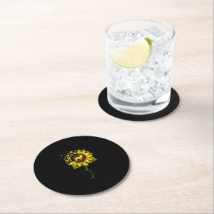 Frenchie Sunflower Ma Ronde Kartonnen Onderzetter