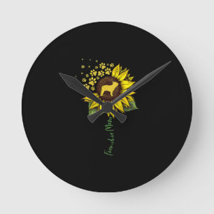 Frenchie Sunflower Ma Ronde Klok