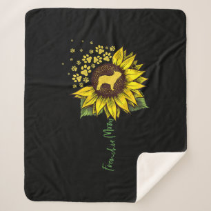 Frenchie Sunflower Ma Sherpa Deken