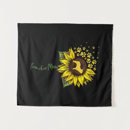 Frenchie Sunflower Ma Wandkleed (Voorkant (horizontaal))