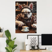 Frenchie tankstation: Sip, Slobber, Serve Poster (Thuiskantoor)