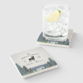 Frenchie Thleed Lake House Custom Family Name Stenen Onderzetter (Zijkant)