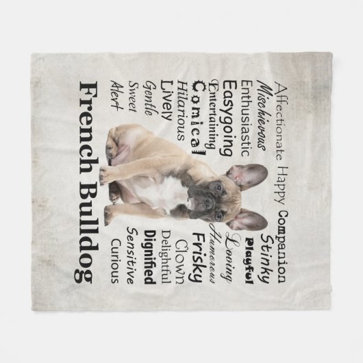 Frenchie Traits Fleece Blanket (Voorkant (Horizontaal))
