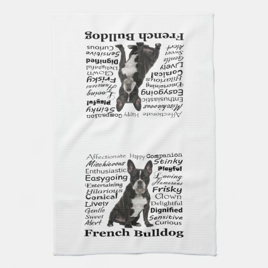 Frenchie Traits Kitchen Towel Theedoek (Verticaal)