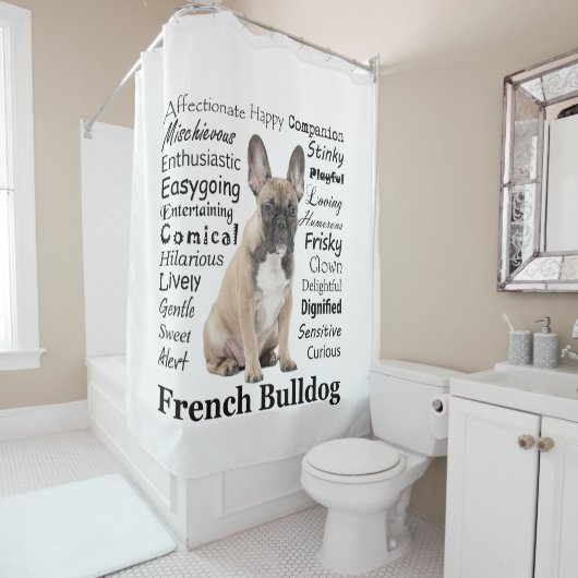 Frenchie Traits Shower Curtain Douchegordijn (In situ)
