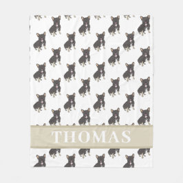 Frenchie (Tricolor en zwart) Fleece Deken