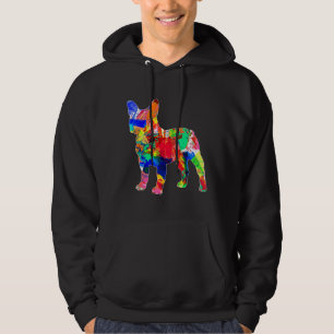 Frenchie Trippy Waterverf Kleurrijke Psychedelic Hoodie