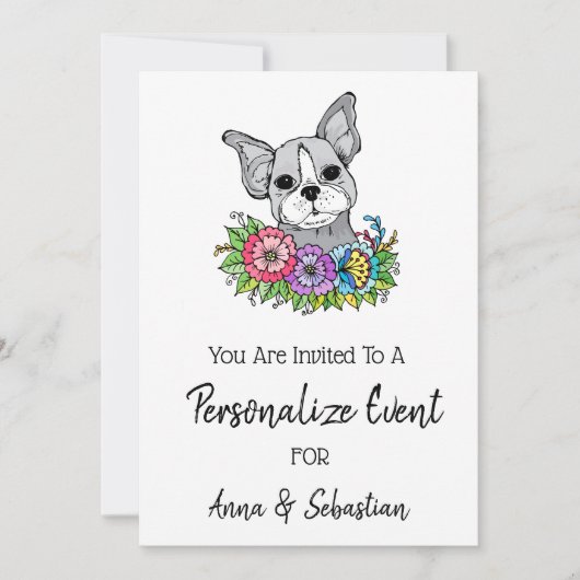 *~* Frenchie  Uitnodiging voor evenement met schat (Voorkant)