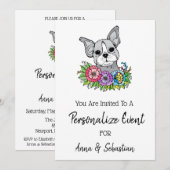 *~* Frenchie  Uitnodiging voor evenement met schat (Voorkant / Achterkant)