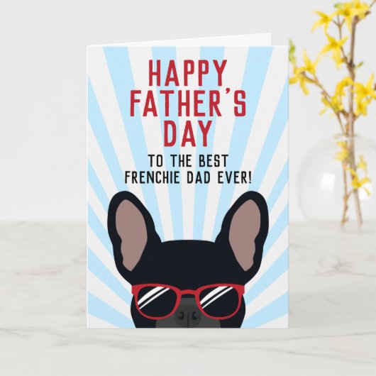 Frenchie Vaderdag Black Franse Bulldog Kaart (Gele Bloem)