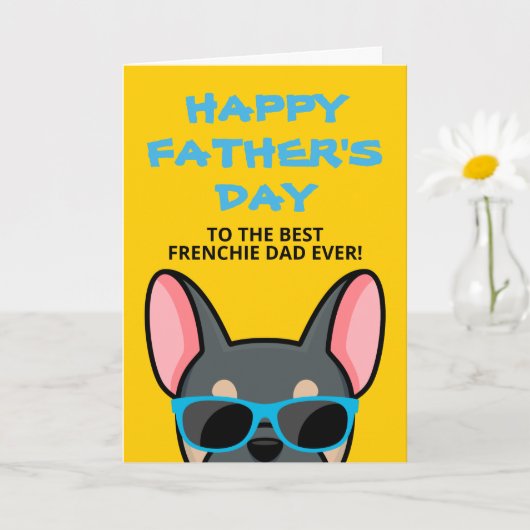 Frenchie Vaderdag Blauw Tane Franse Bulldog Kaart (Kleine Plant)