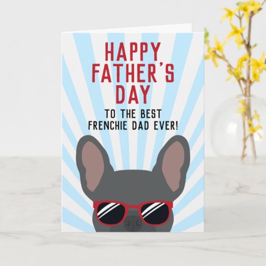 Frenchie Vaderdag Blue French Bulldog Kaart (Gele Bloem)