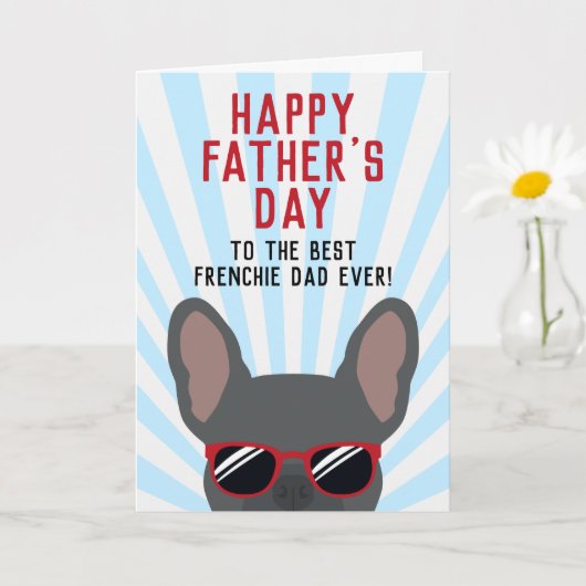 Frenchie Vaderdag Blue French Bulldog Kaart (Kleine Plant)