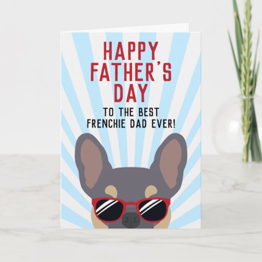 Frenchie Vaderdag Lila en Tan French Bulldog Kaart (Voorkant)