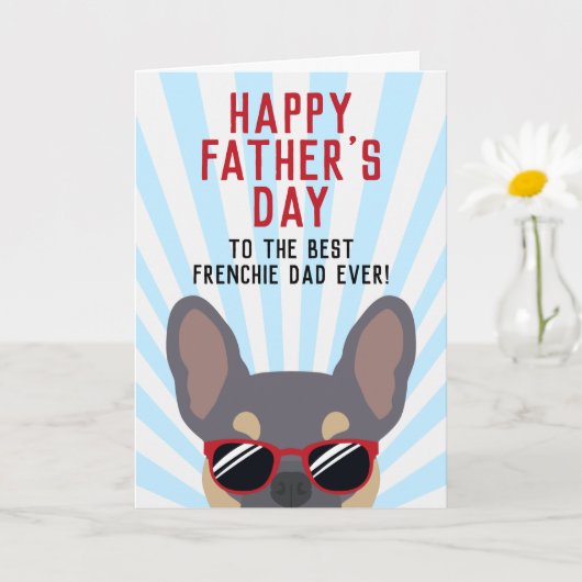 Frenchie Vaderdag Lila en Tan French Bulldog Kaart (Kleine Plant)