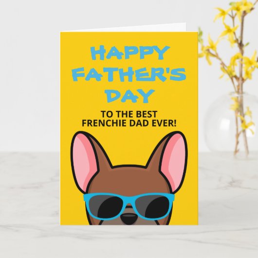 Frenchie Vaderdag Red Fawn Bulldog Kaart (Gele Bloem)