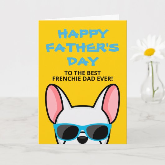 Frenchie Vaderdag Witte Franse Bulldog Kaart (Kleine Plant)