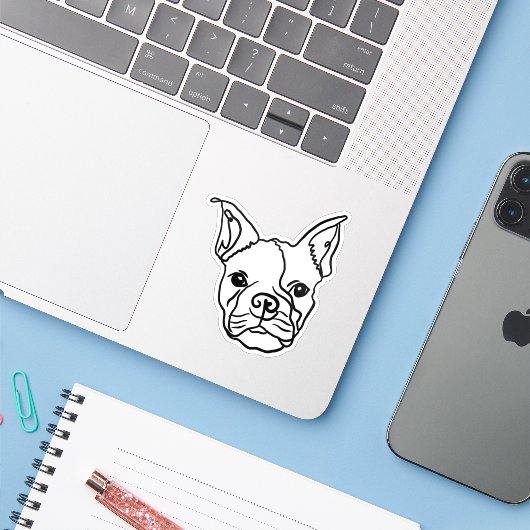Frenchie Vibes Sticker (Laptop met iPhone)
