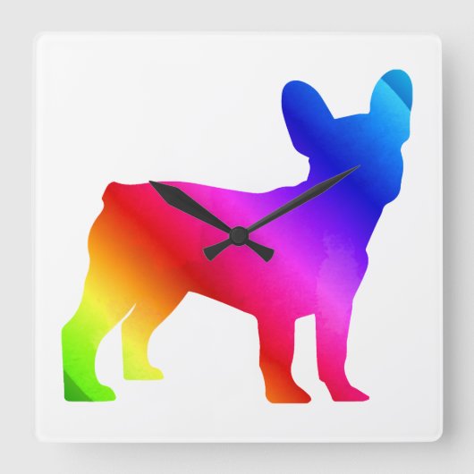 Frenchie    vierkante klok (Voorkant)