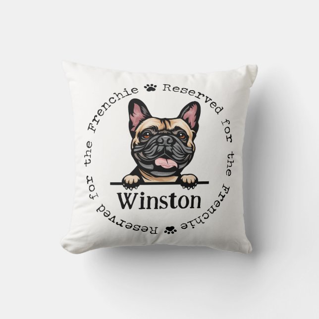 Frenchie voorbehouden voor de Dog Pillow - Bulldog Kussen (Voorkant)