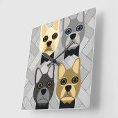 Frenchie Wall Clock Vierkante Klok (Hoek)