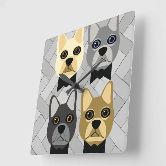 Frenchie Wall Clock Vierkante Klok (Hoek)