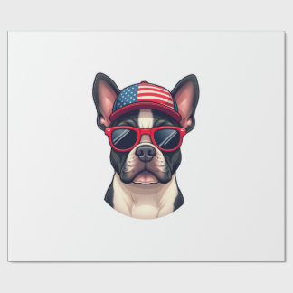 Frenchie Wearing USA Colors (4) Cadeaupapier