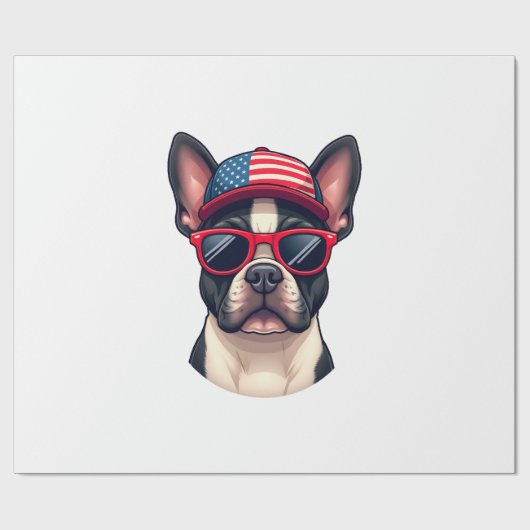 Frenchie Wearing USA Colors (4) Cadeaupapier (Vlak)