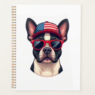 Frenchie Wearing USA Colors (4) Planner