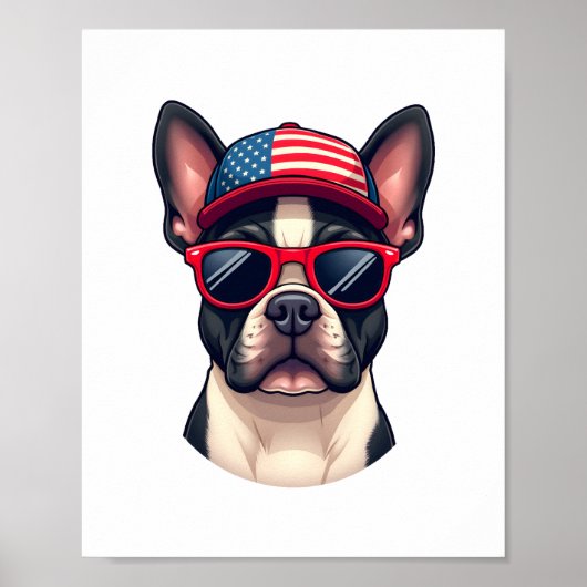 Frenchie Wearing USA Colors (4) Poster (Voorkant)