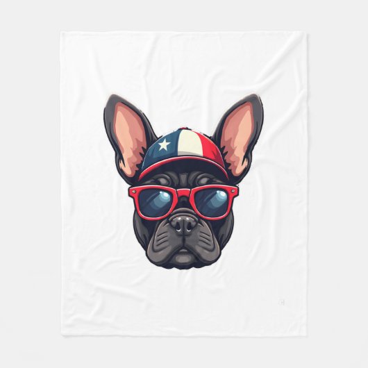 Frenchie Wearing USA Colors (5) Fleece Deken (Voorkant)