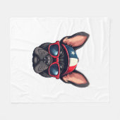 Frenchie Wearing USA Colors (5) Fleece Deken (Voorkant (Horizontaal))