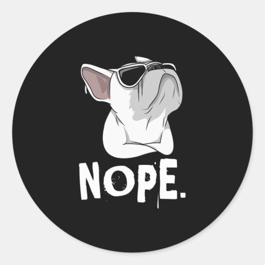 Frenchie White Bulldog Ronde Sticker (Voorkant)
