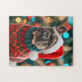 Frenchie With Santa Hat Christmas Tree Legpuzzel (Horizontaal)