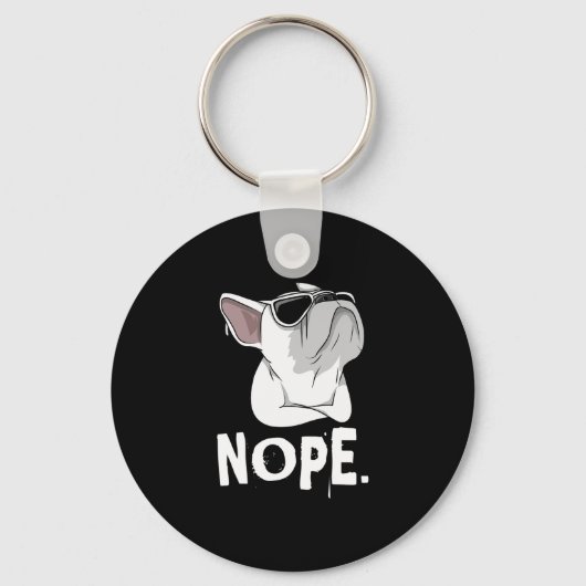 Frenchie Witte Franse Bulldog  Sleutelhanger (Voorkant)